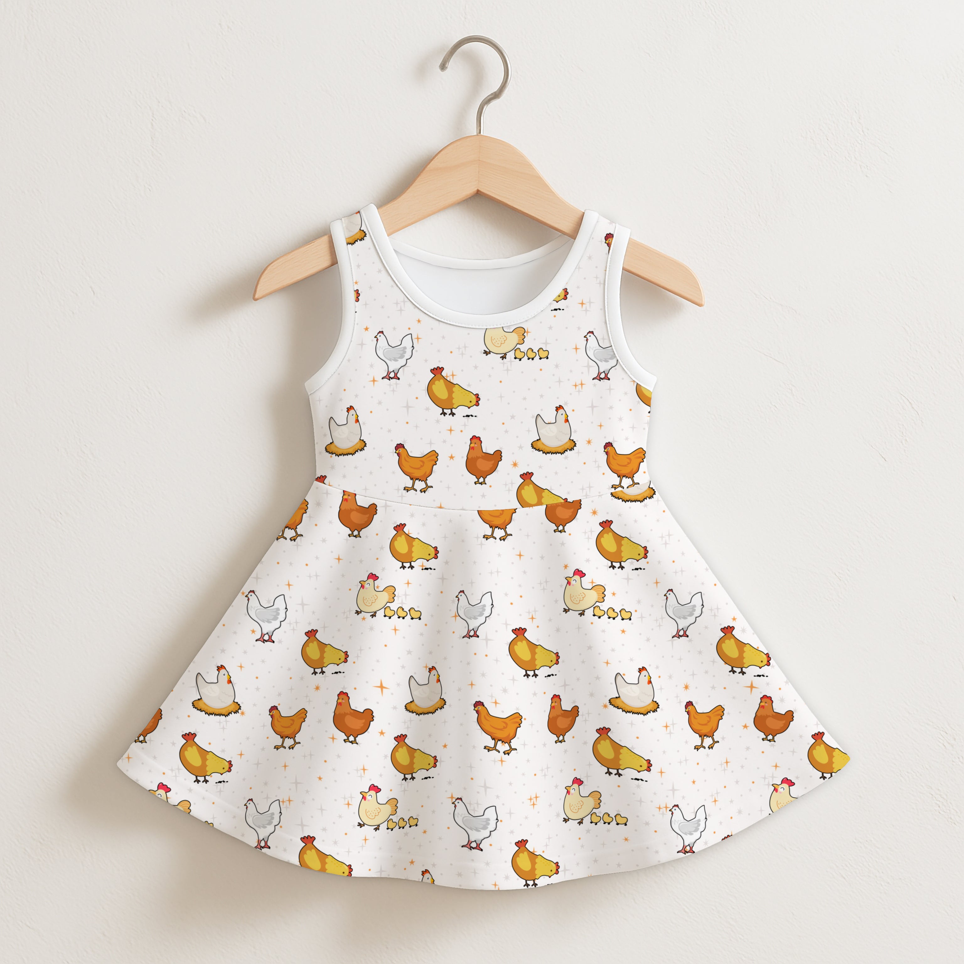 Girls Chicken Pattern Sleeveless Dress