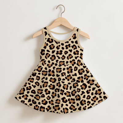 Girls Leopard Print Sleeveless Dress