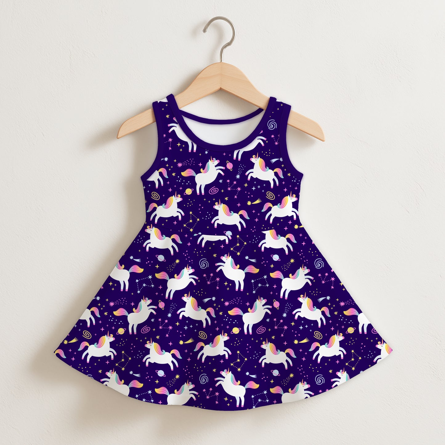 Girls Unicorn Galaxy Sleeveless Dress