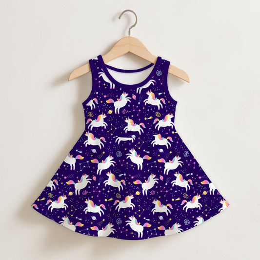 Girls Unicorn Galaxy Sleeveless Dress