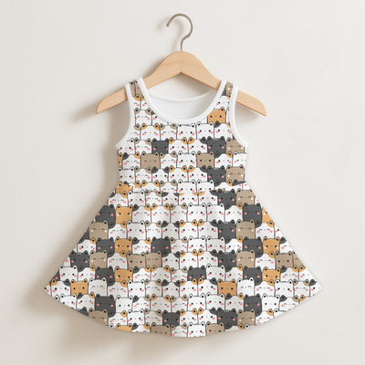 Girls Kawaii Cat Sleeveless Dress