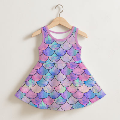 Girls Pastel Mermaid Sleeveless Dress