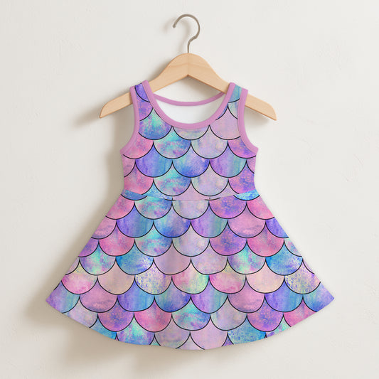 Girls Pastel Mermaid Sleeveless Dress