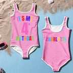Personalized It's My Birthday Swimsuit - Custom Age & Name On Back For Girls