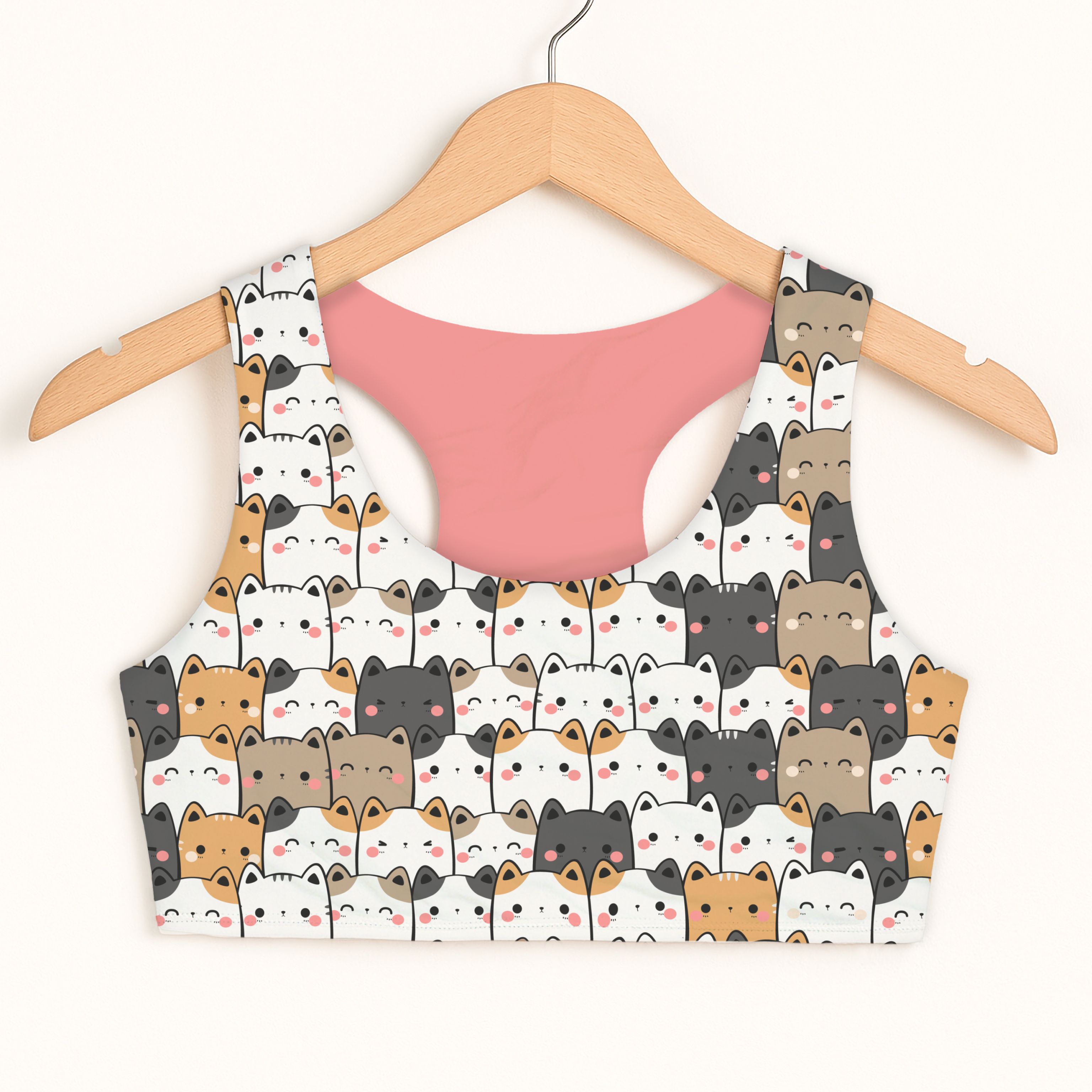 Girls Kawaii Cat Sports Bra - Quick Drying, Double Layered Comfort