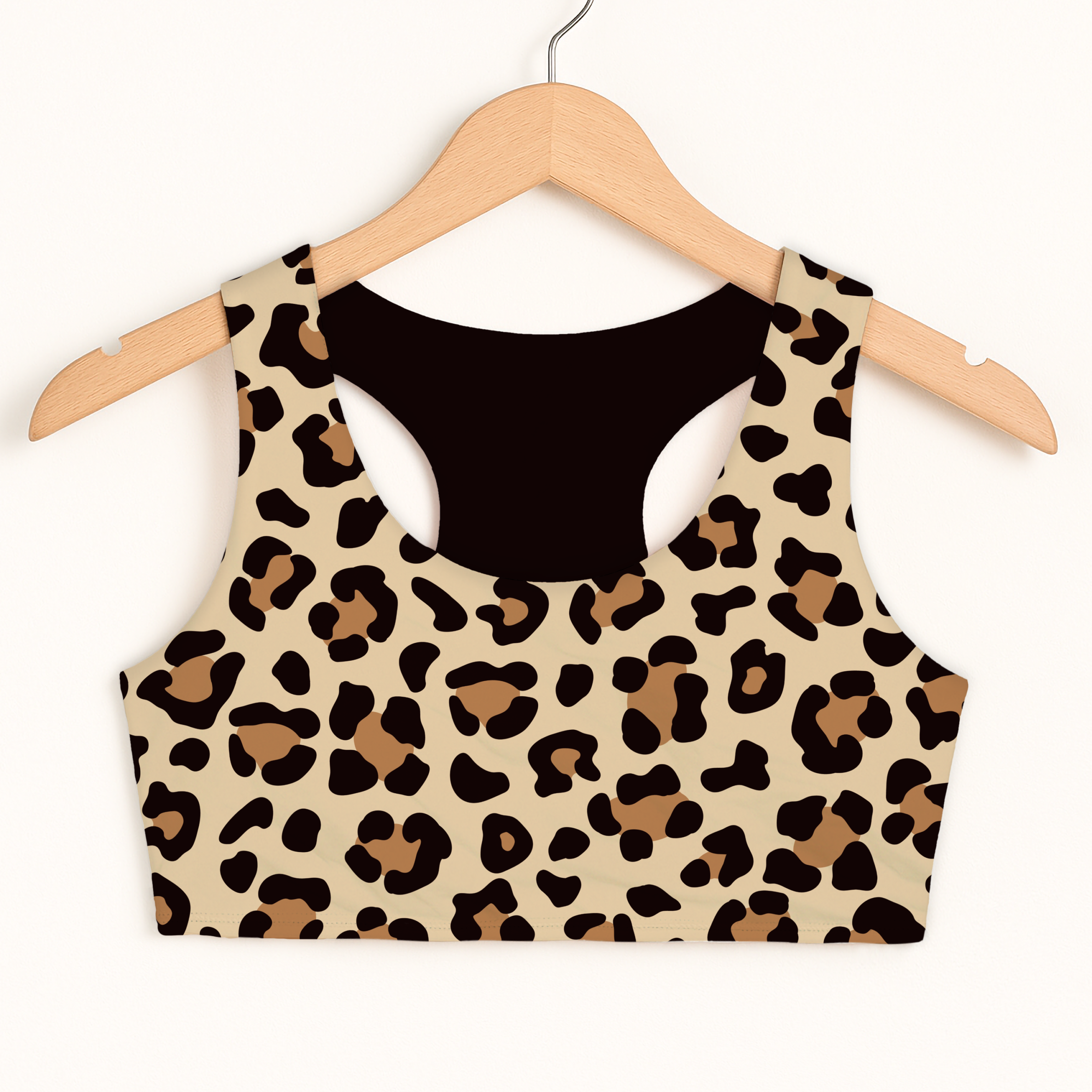 Girls Leopard Print Sports Bra - Quick Drying, Double Layered Comfort