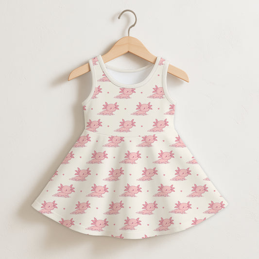 Girls Pink Axolotl Sleeveless Dress