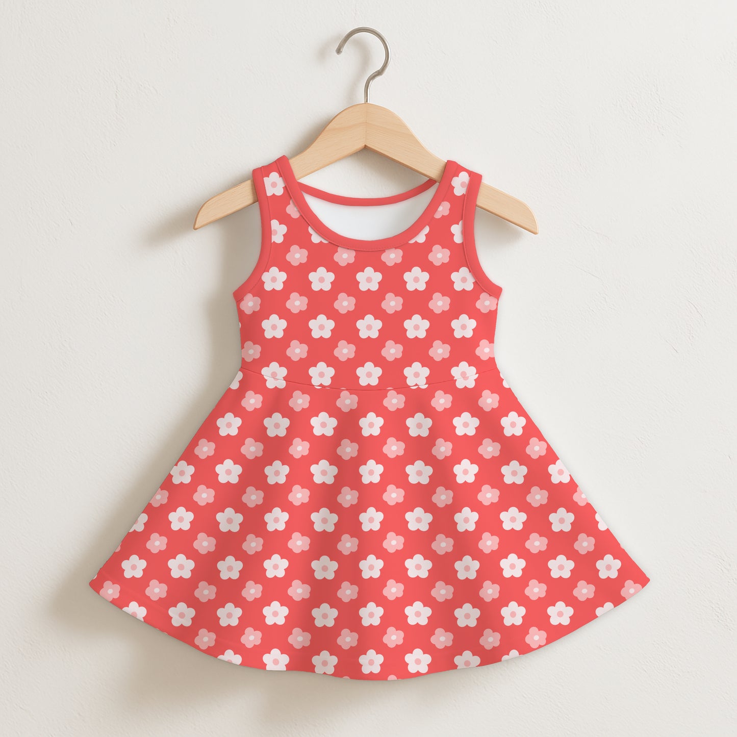 Girls Red Flower Sleeveless Dress
