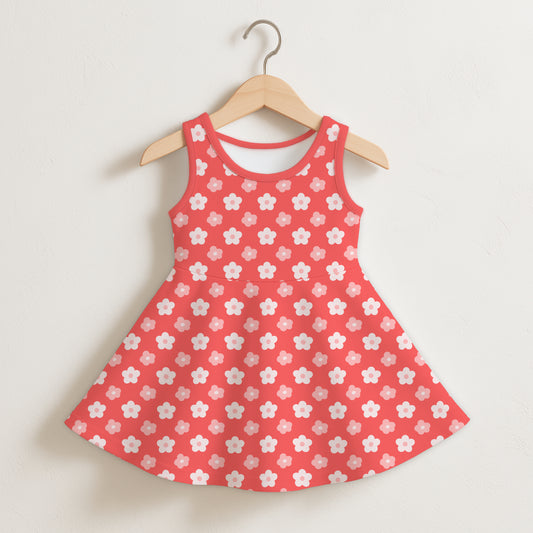 Girls Red Flower Sleeveless Dress