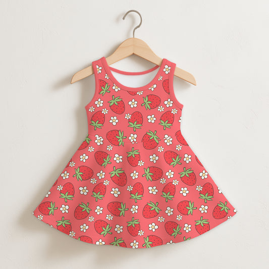 Girls Strawberry Sleeveless Dress