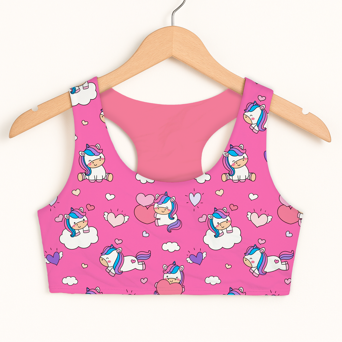 Girls Unicorn Hearts Sports Bra