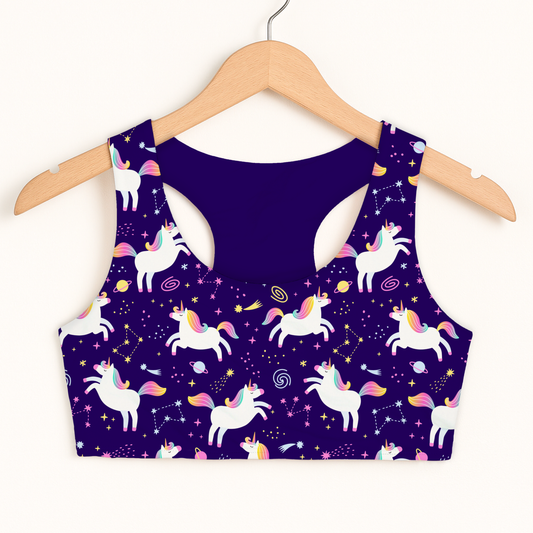 Girls Space Unicorn Sports Bra