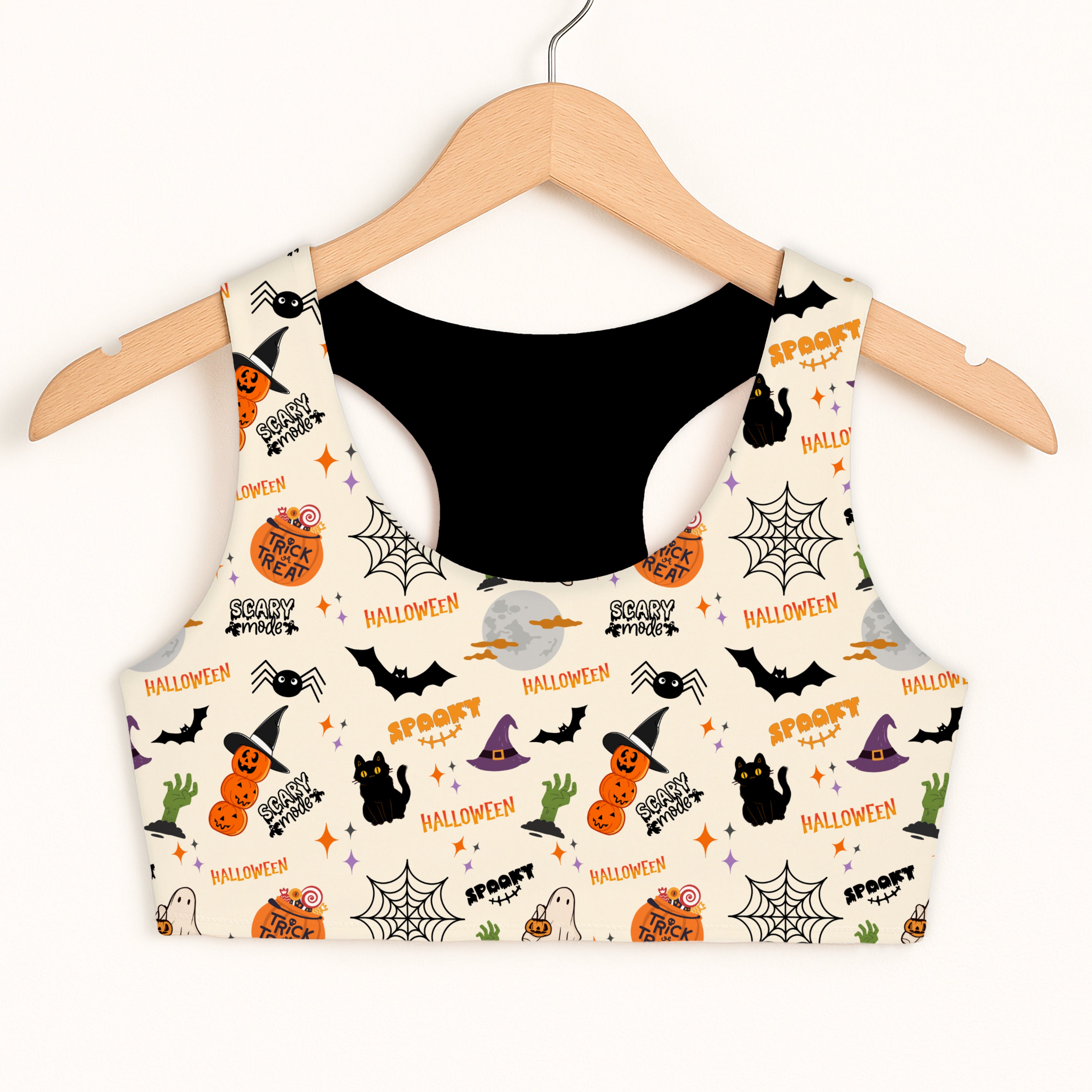 Girls Halloween Sports Bra - Quick Drying, Double Layered Comfort