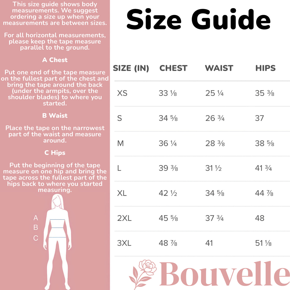 Size guide for Women's Dog Face Padded Recycled Bikini - Quick Drying Fabric With UPF 50+