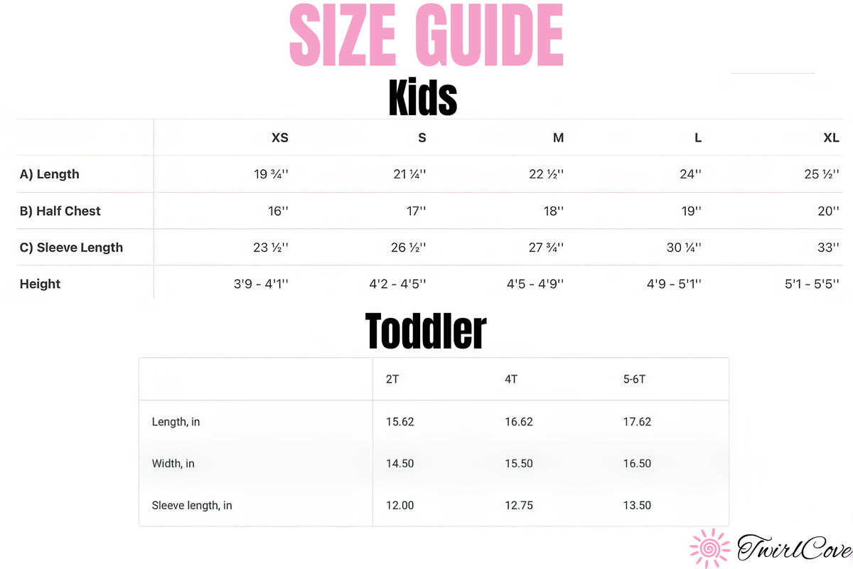 Size guide for Kids 