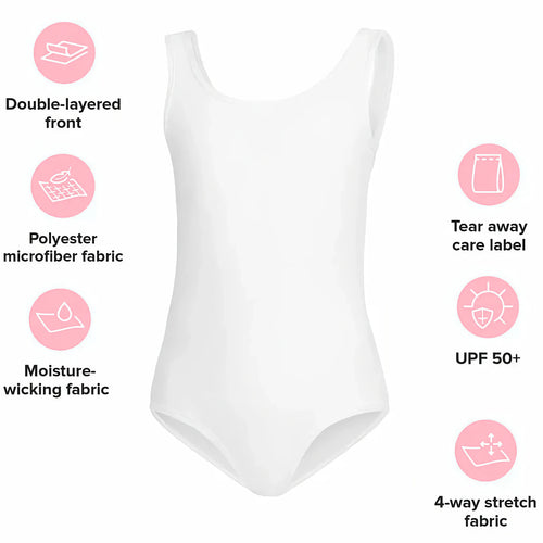 White girls custom birthday one-piece swimsuit with faux tie dye design made of polyester microfiber fabric