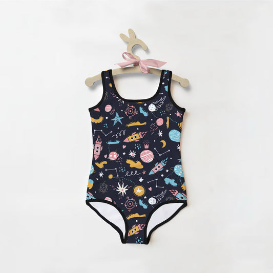 Girls Outer Space Buttery Soft Swimsuit With UPF 50+