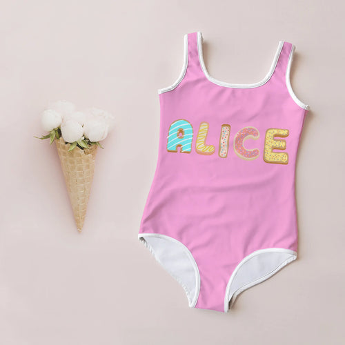 Custom Name Cookie Girls Swimsuit 
