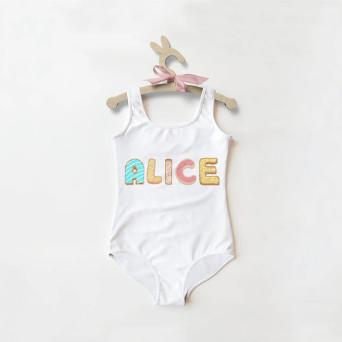 Custom Name Cookie Girls Swimsuit 