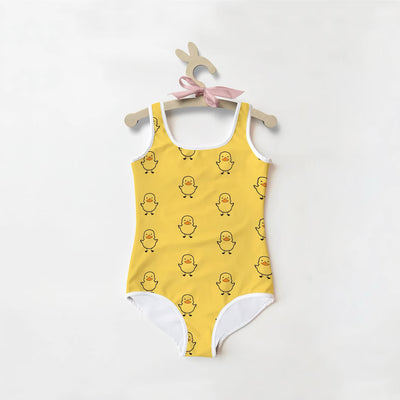 Girls Yellow Rubber Duck Buttery Soft Swimsuit With UPF 50+