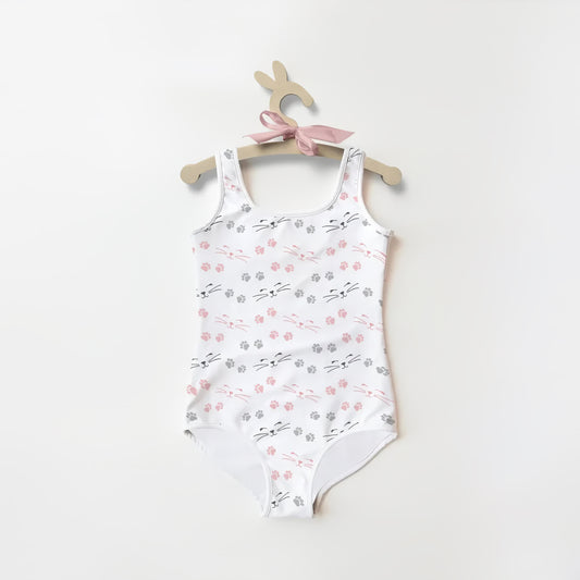 Girls Paw Print Cat Buttery Soft Swimsuit With UPF 50+