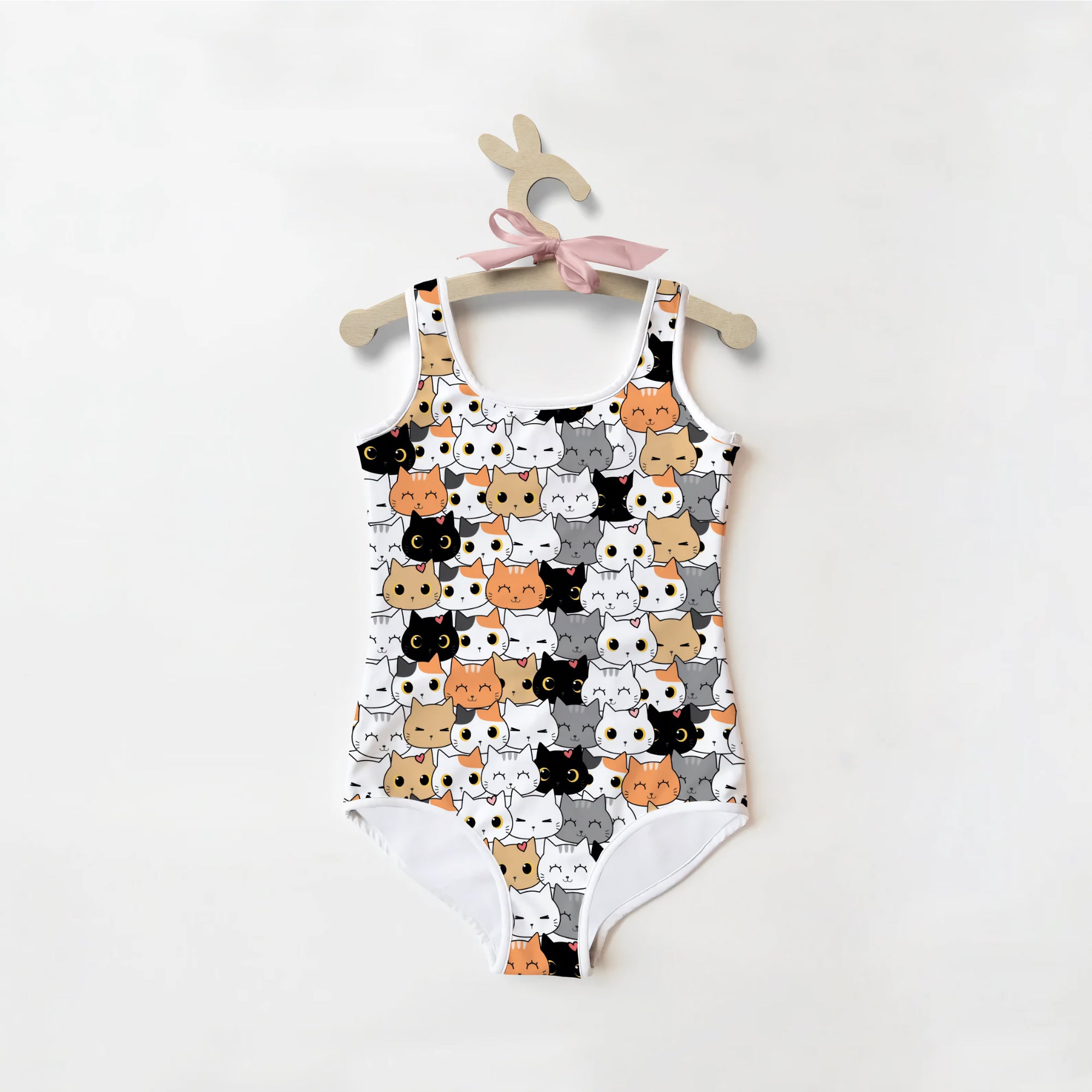 Girls Cat Face Buttery Soft Swimsuit With UPF 50+