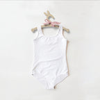 Girls Buttery Soft White Swimsuit With UPF 50+ Protection