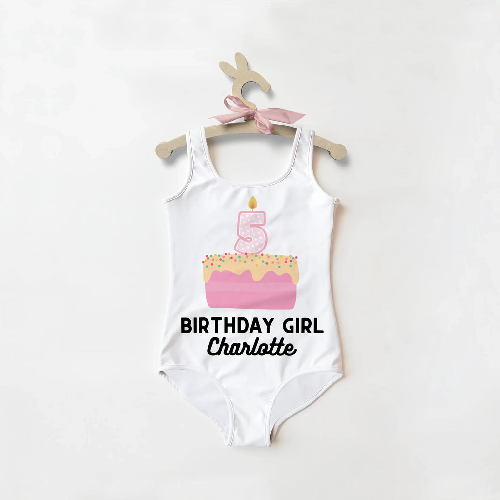 Birthday Girl Custom Name & Age Cake Candle Swimsuit