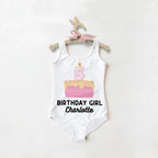 Birthday Girl Custom Name & Age Cake Candle Swimsuit