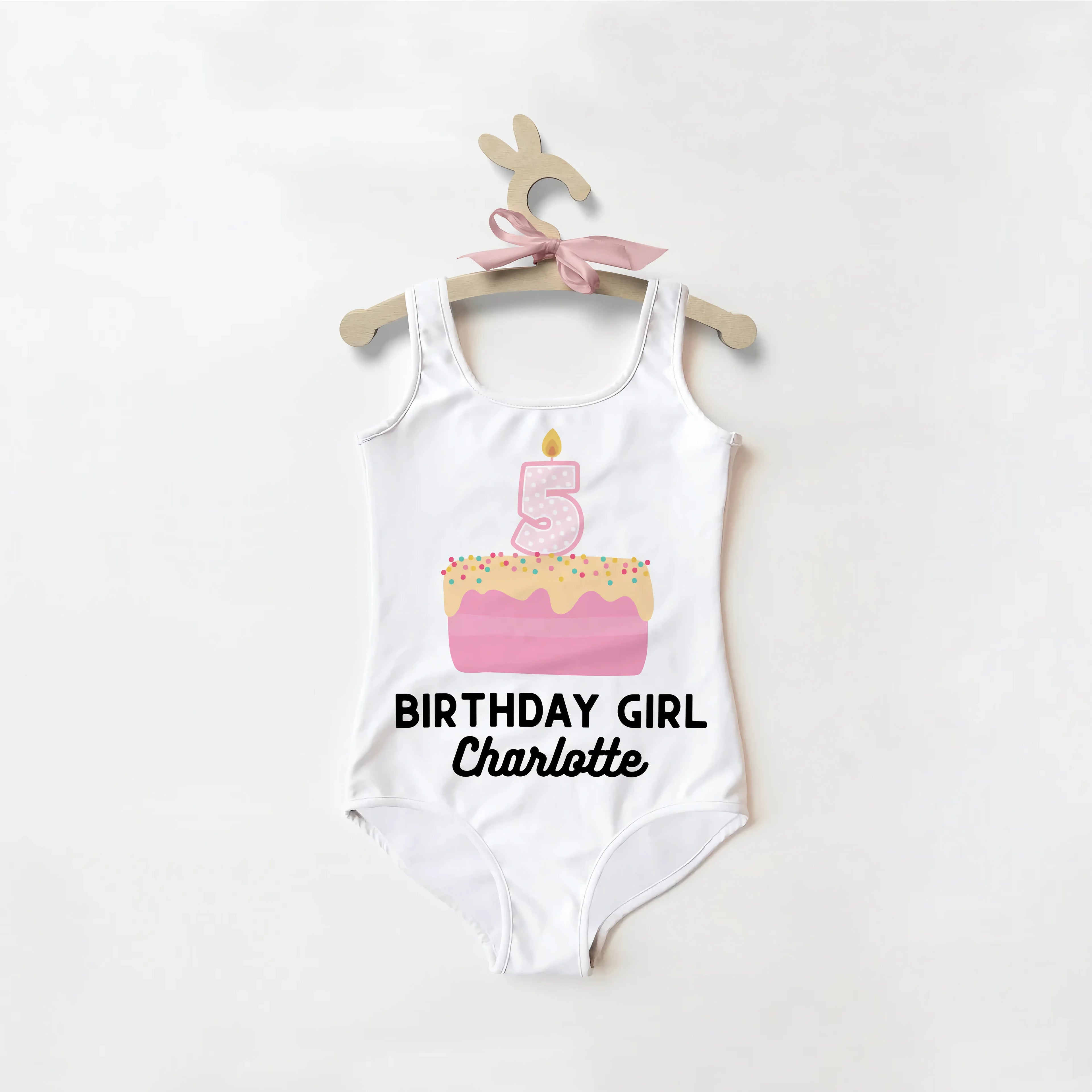 Birthday Girl Custom Name & Age Cake Candle Swimsuit