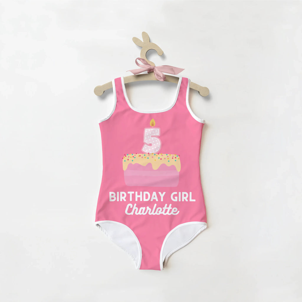 Birthday Girl Custom Name & Age Cake Candle Swimsuit