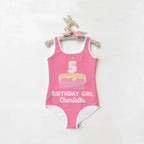 Birthday Girl Custom Name & Age Cake Candle Swimsuit