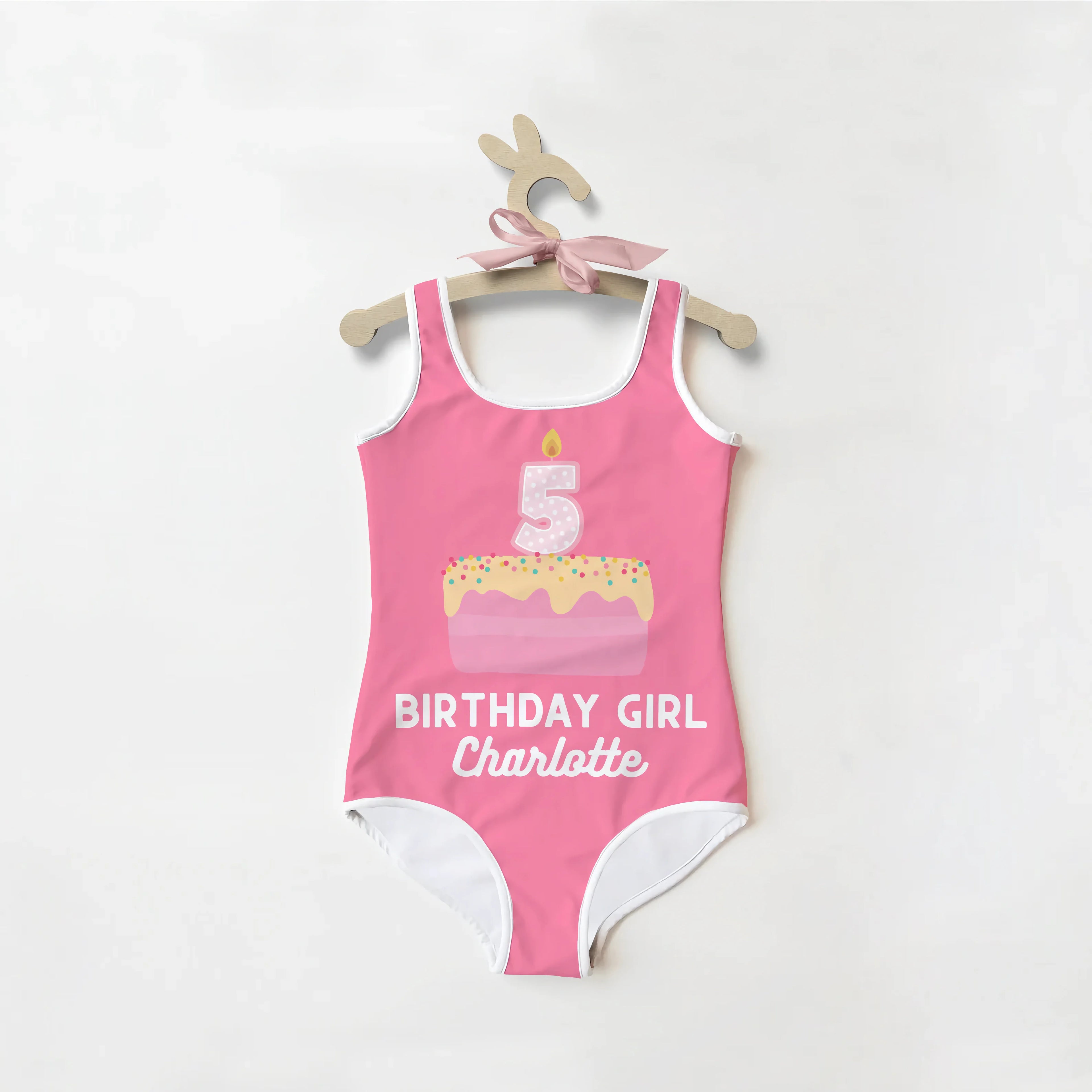 Birthday Girl Custom Name & Age Cake Candle Swimsuit
