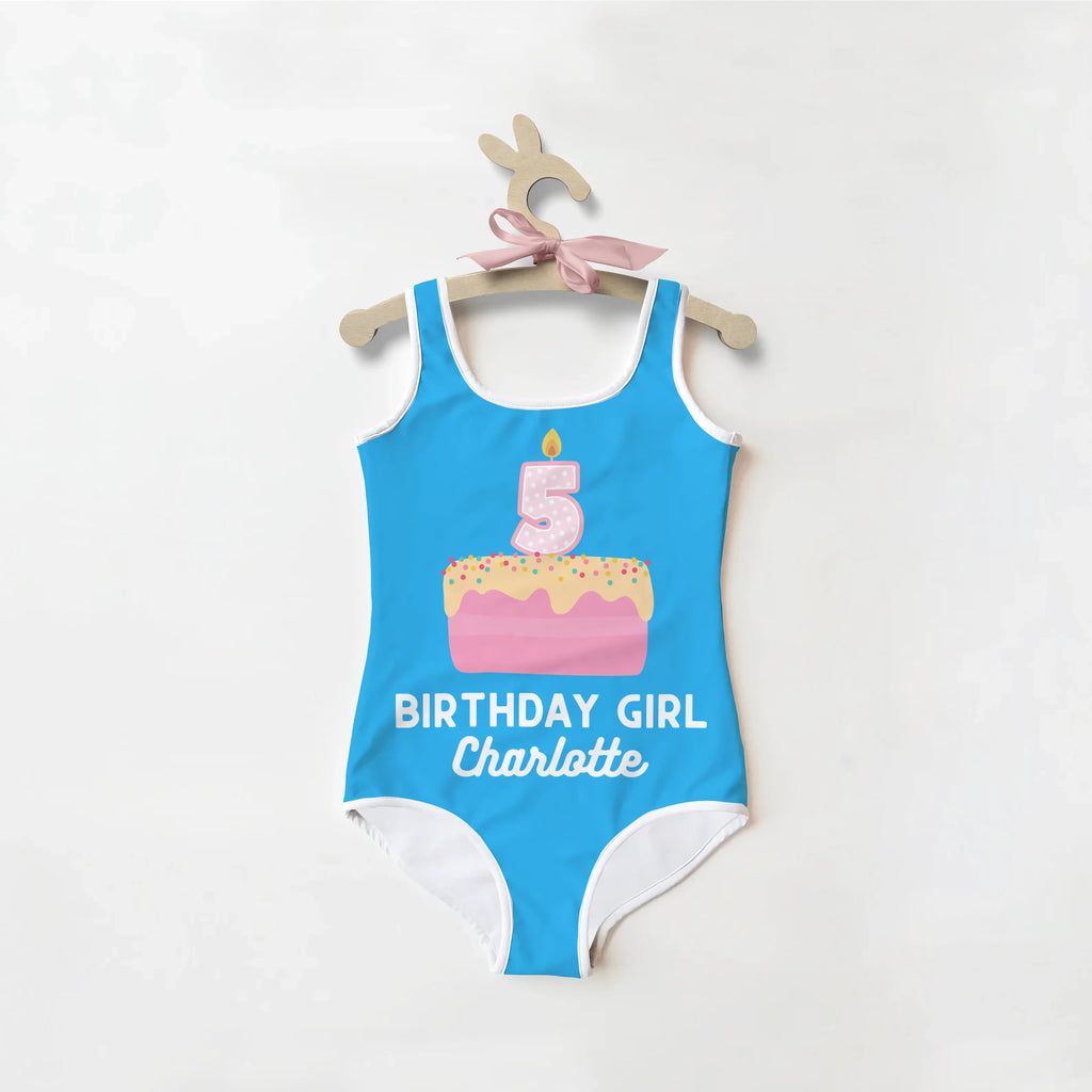 Birthday Girl Custom Name & Age Cake Candle Swimsuit