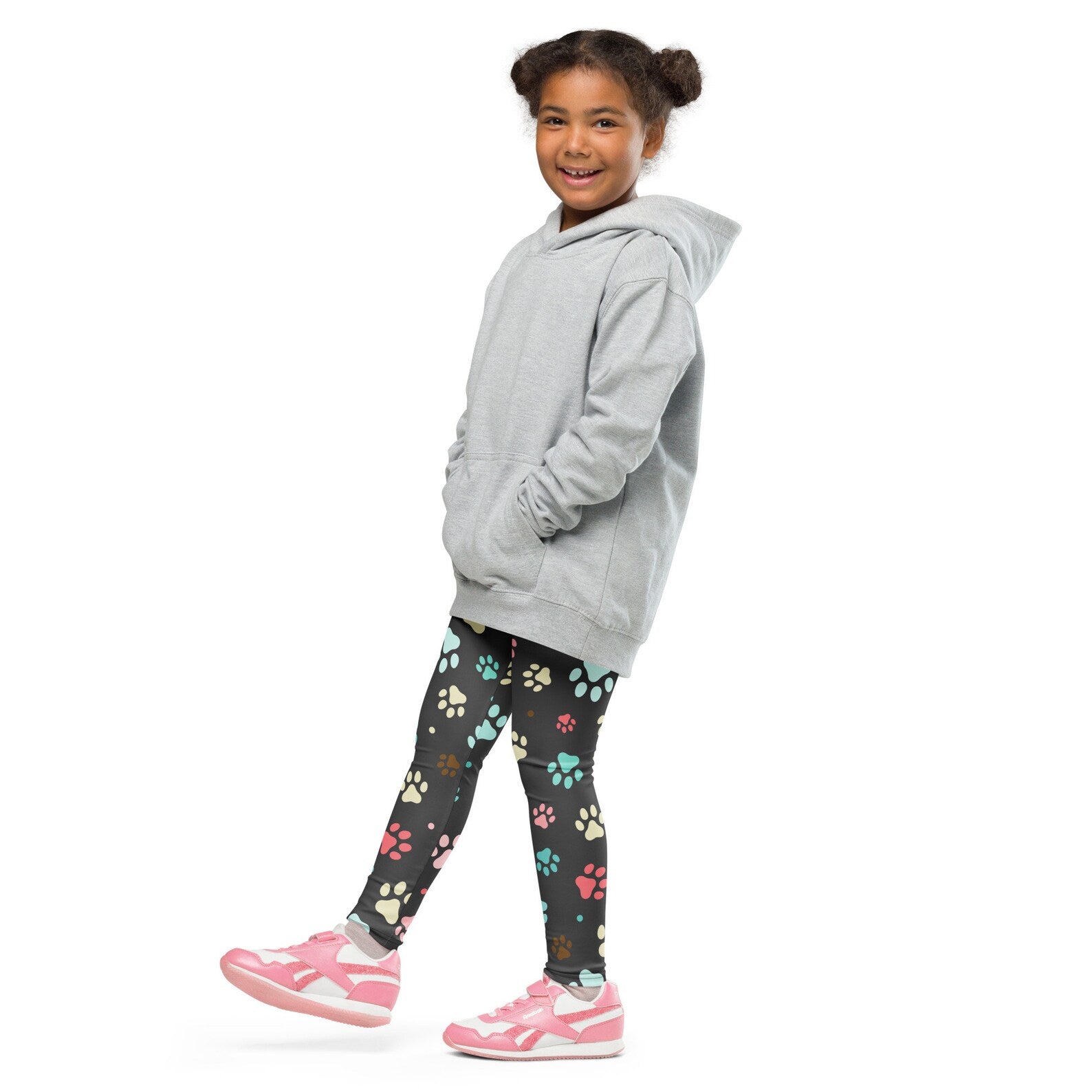 Kids Colorful Paw Print Buttery Soft Leggings