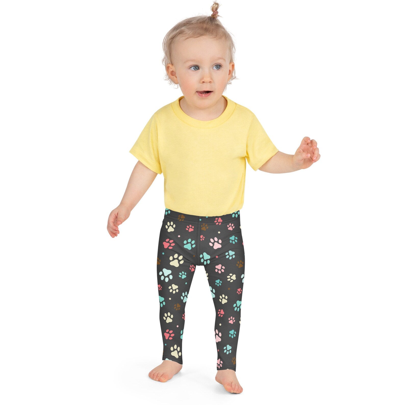 Kids Colorful Paw Print Buttery Soft Leggings