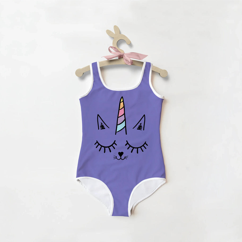 Girls Caticorn Unicorn Buttery Soft Swimsuit With UPF 50+