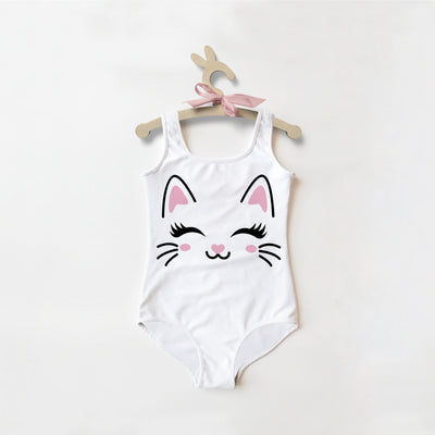 Girls Cute Cat Buttery Soft Swimsuit With UPF 50+