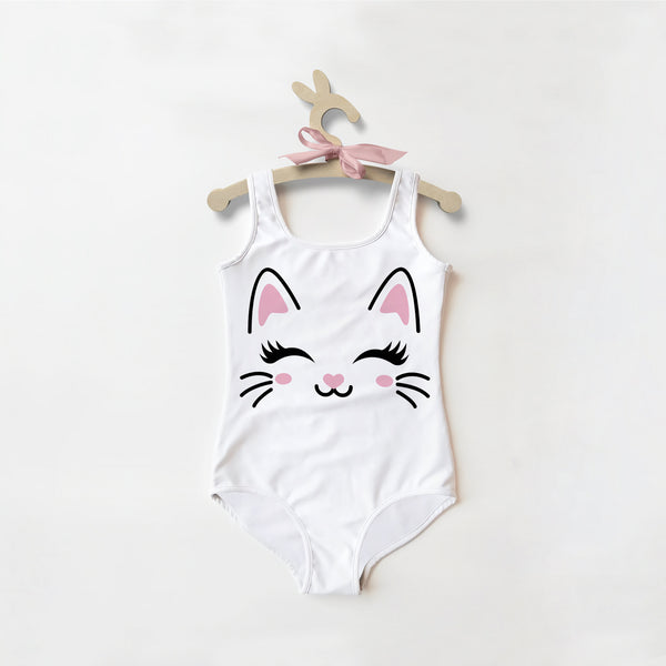Girls Cute Cat Buttery Soft Swimsuit With UPF 50+