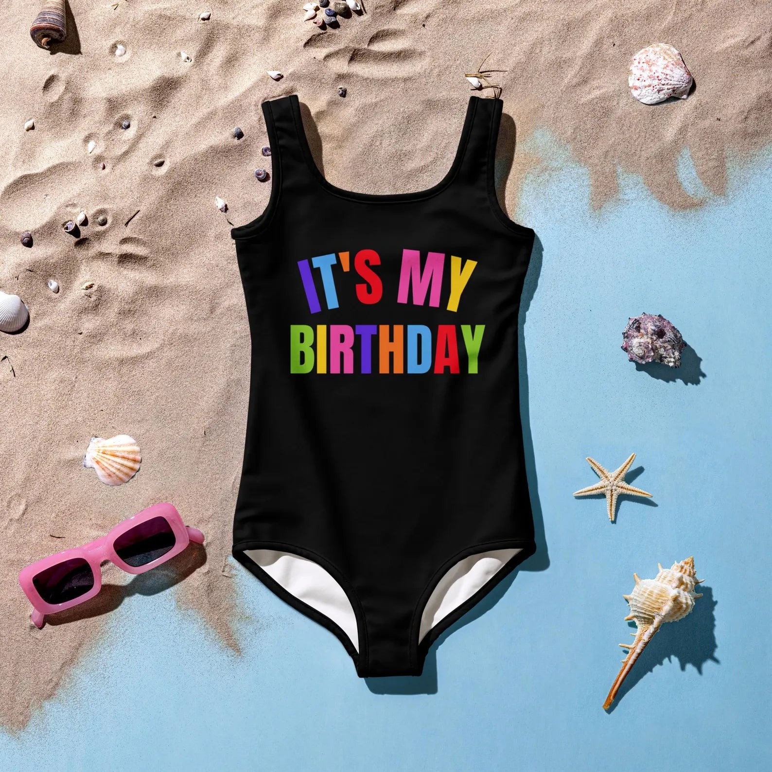 Girls It's My Birthday Swimsuit - UPF 50+ With Double Layered Front 