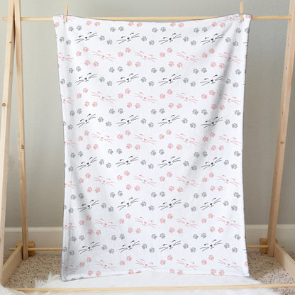 Girls Paw Print Cat Blanket