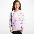 Girls Colorful Sprinkles Sweatshirt – Cozy Cotton Fleece or Lightweight Sports Fabric
