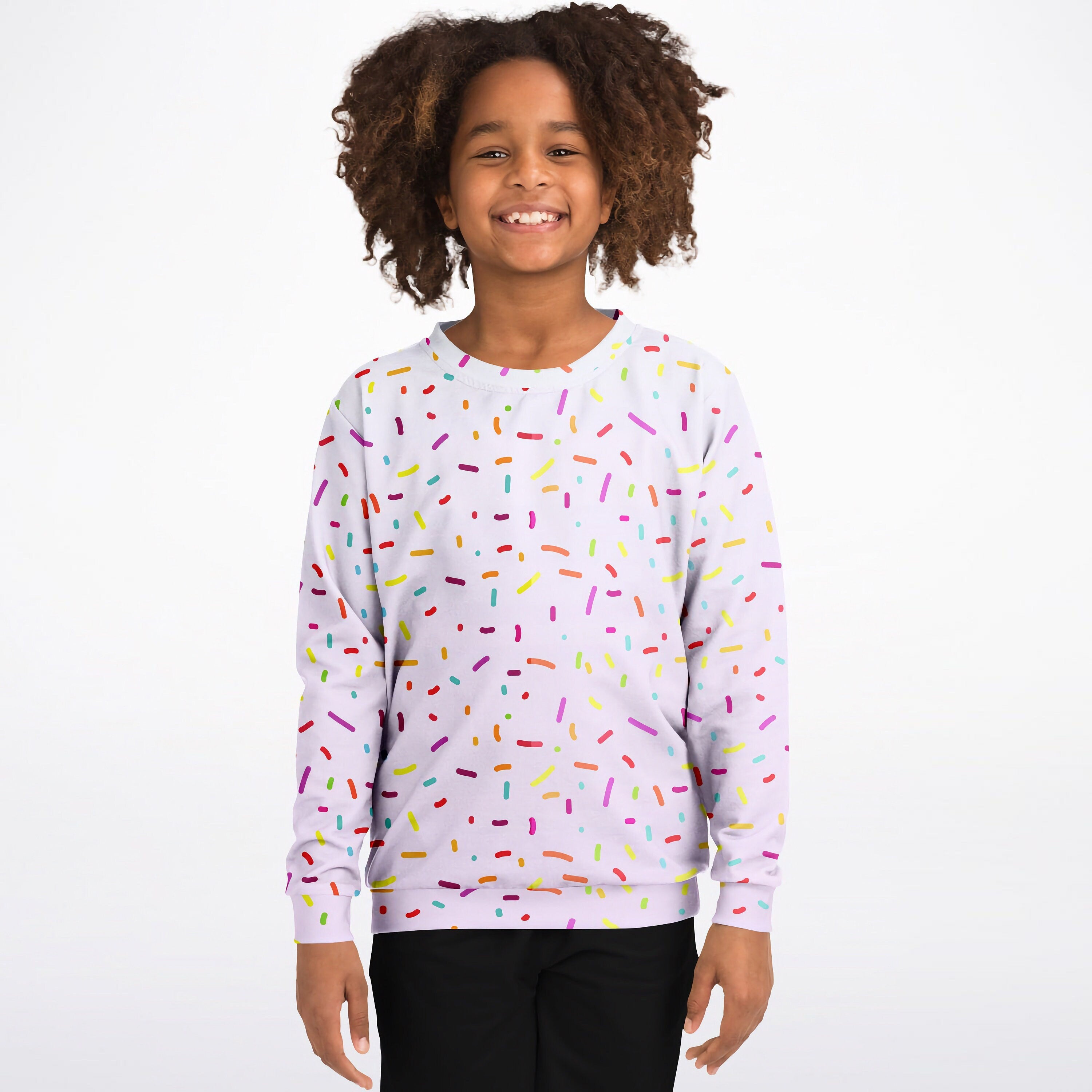 Girls Colorful Sprinkles Sweatshirt – Cozy Cotton Fleece or Lightweight Sports Fabric