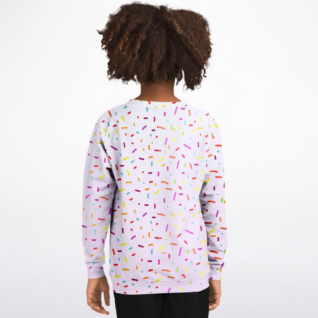 Girls Colorful Sprinkles Sweatshirt – Cozy Cotton Fleece or Lightweight Sports Fabric