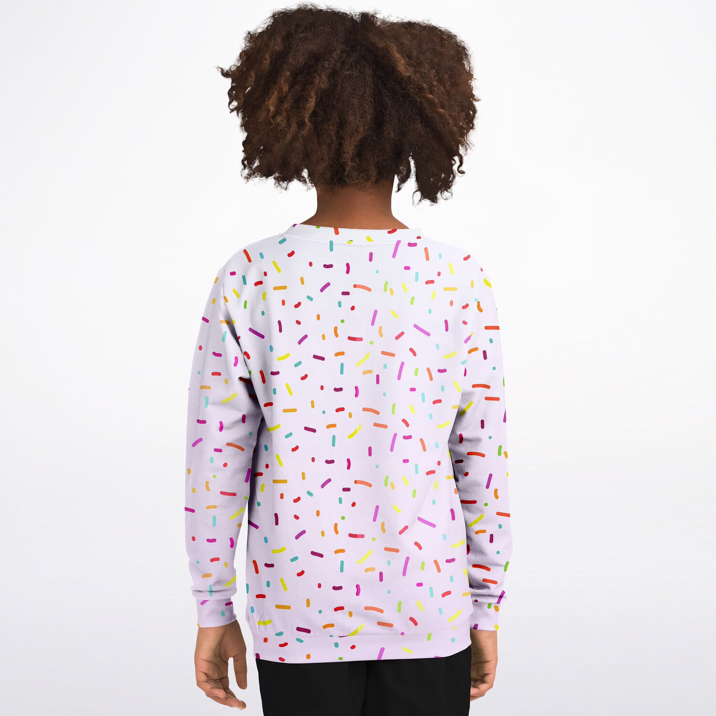 Girls Colorful Sprinkles Sweatshirt – Cozy Cotton Fleece or Lightweight Sports Fabric