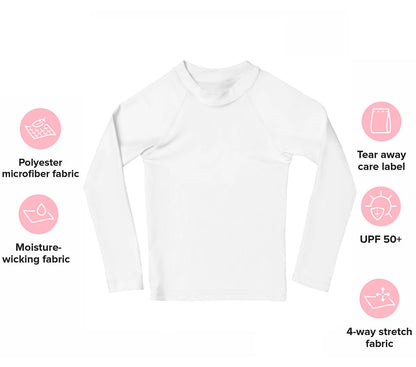 Girls Colorful Butterfly Long Sleeve Rash Guard Swim Shirt With UPF 50+