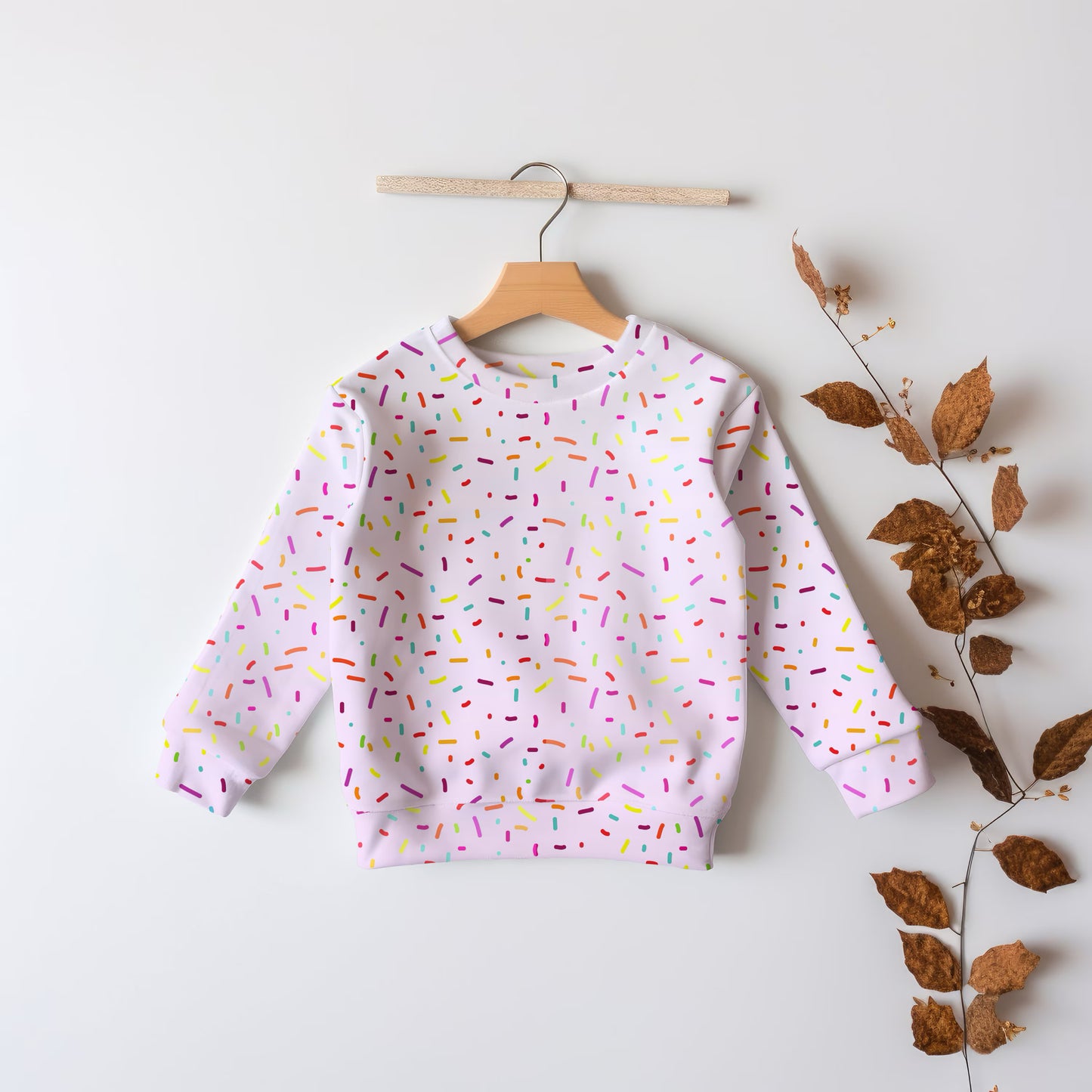 Girls Colorful Sprinkles Sweatshirt – Cozy Cotton Fleece or Lightweight Sports Fabric