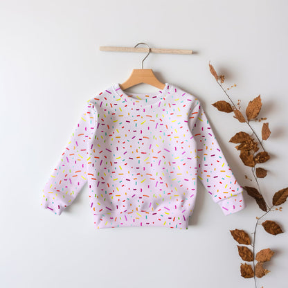Girls Colorful Sprinkles Sweatshirt – Cozy Cotton Fleece or Lightweight Sports Fabric