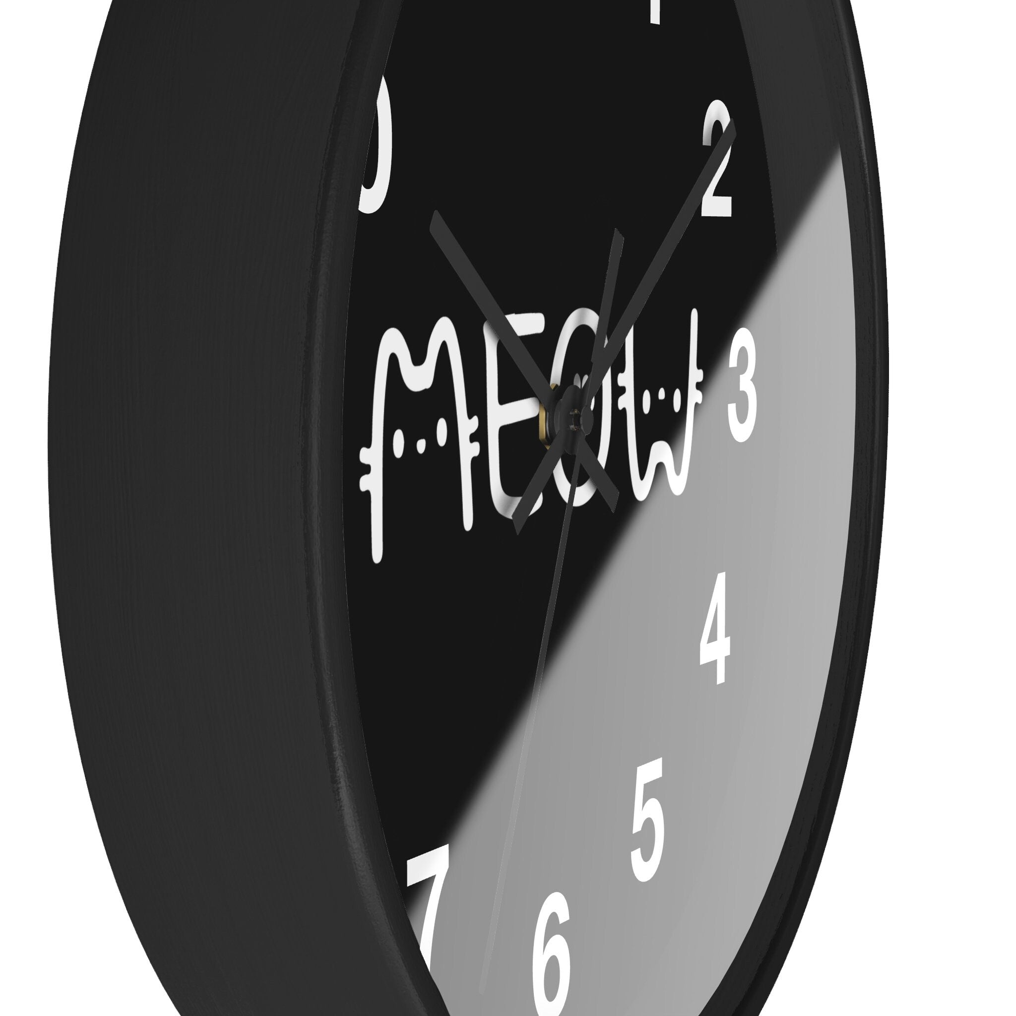 Kids Meow Cat Silent Wood Wall Clock