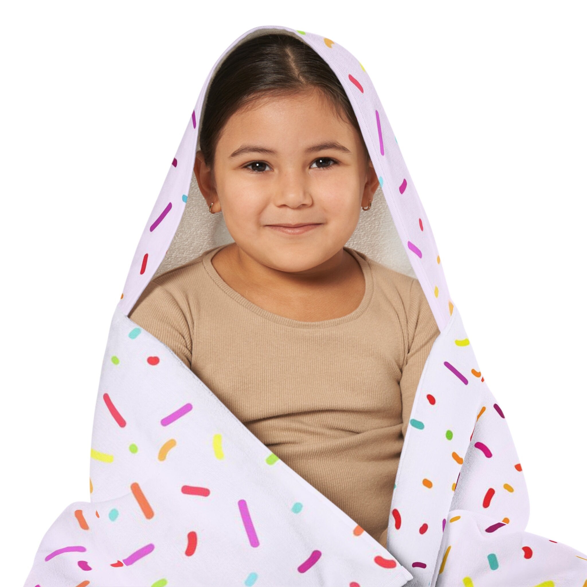 Girls Colorful Sprinkles Hooded Towel – Soft & Absorbent Bath & Beach Wrap